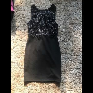 Black, tight, mini dress